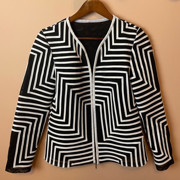 Berek Transparent Mesh-Leather Abstract Jacket - Picture 1 of 9